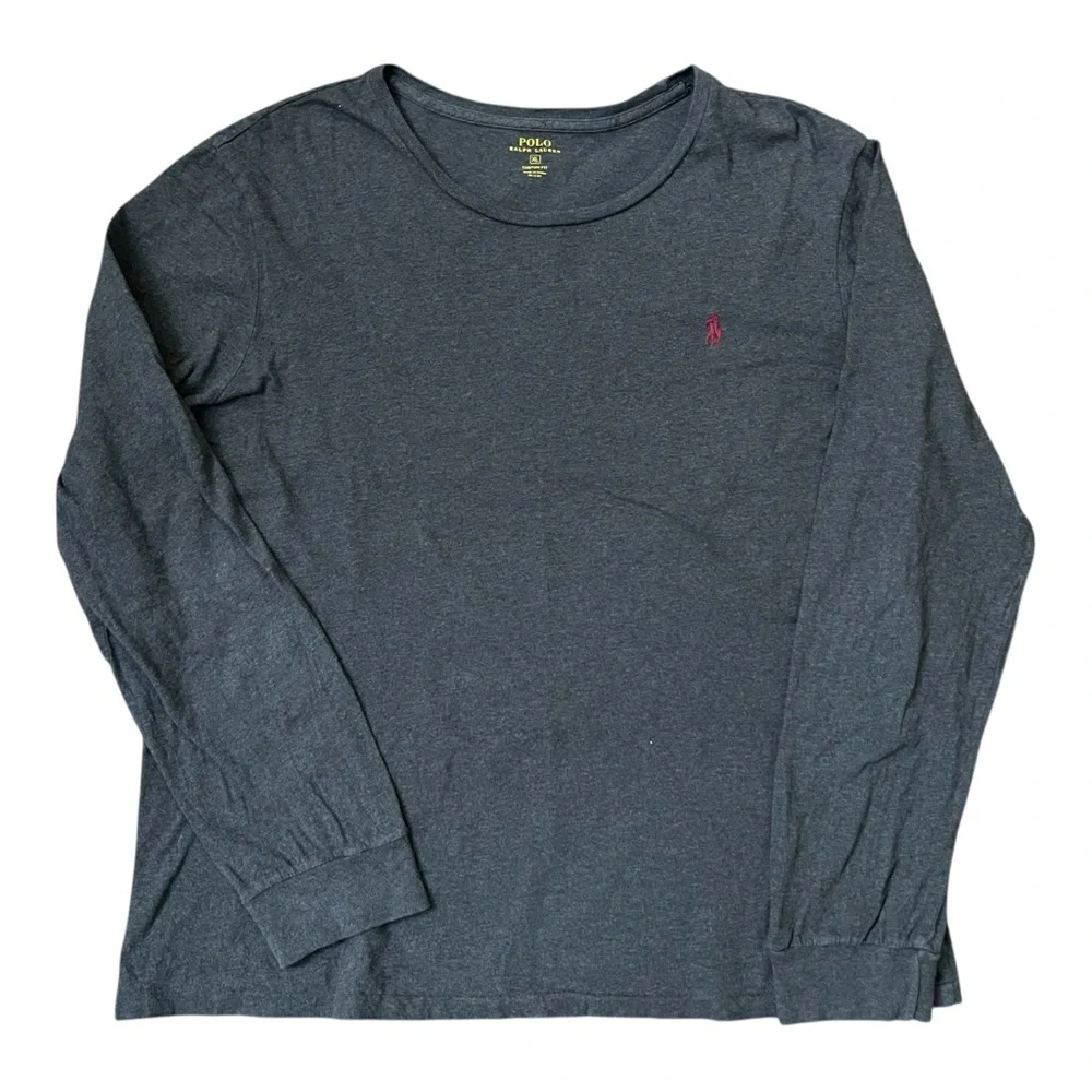 Polo Ralph‎ Lauren Men’s XL Charcoal Gray Long Sleeve T-Shirt Crewneck Classic *
